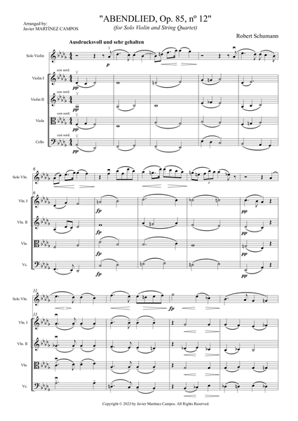 "Abendlied Op. 85, nº 12" (Solo Violin & string quartet) - Score Only