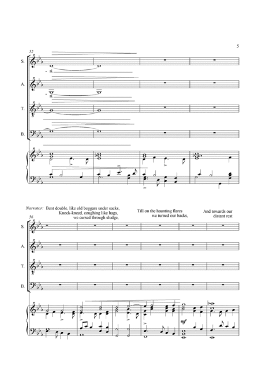 The Old Lie - powerful setting of Wilfred Owen's WW1 poetry - choral score 4-Part scores gallery preview page 5