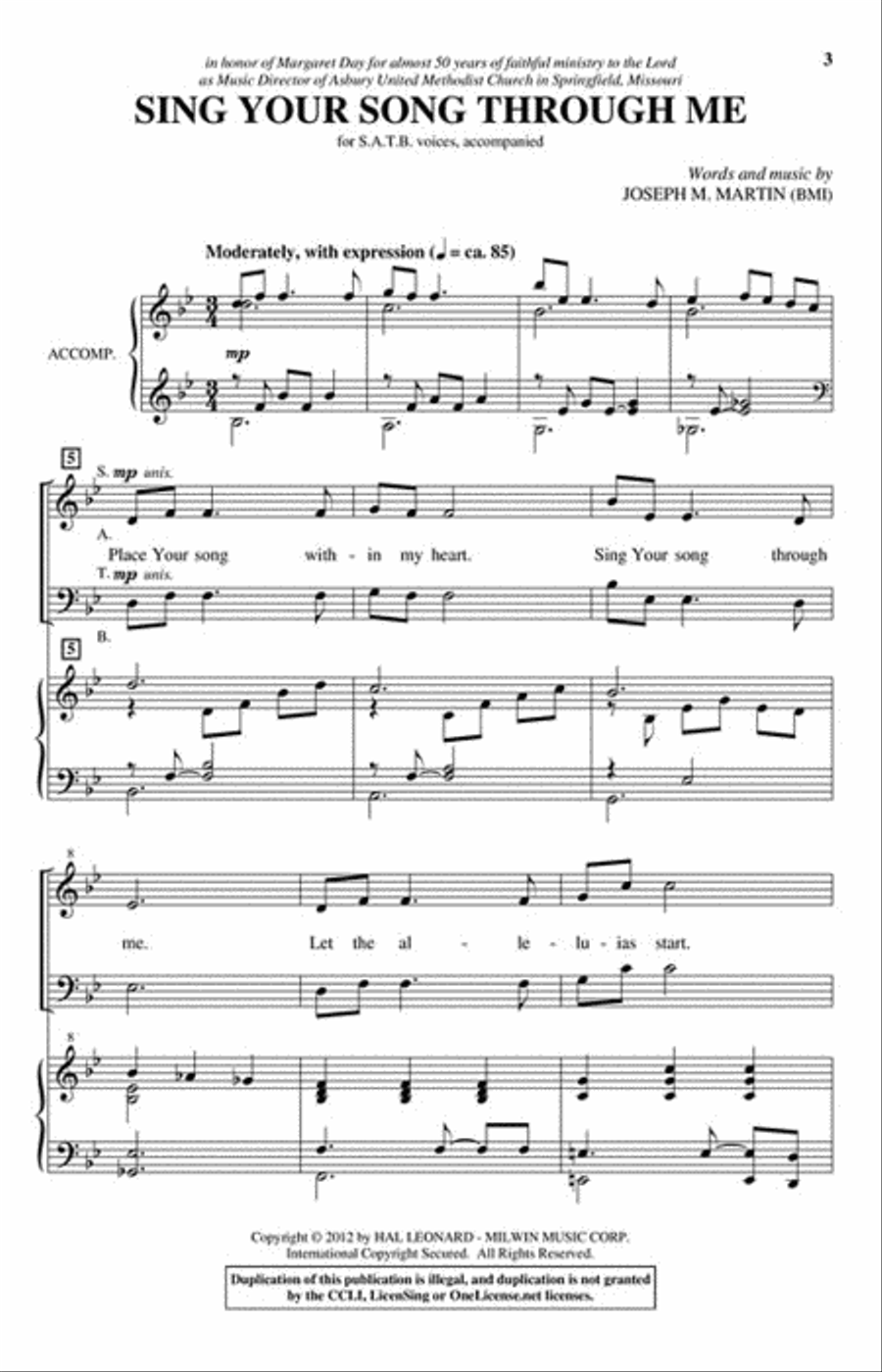 Sing Your Song Through Me 4-Part scores gallery preview page 2