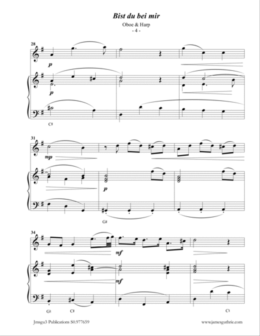 BACH: Bist du bei mir for Oboe & Harp Oboe scores gallery preview page 4