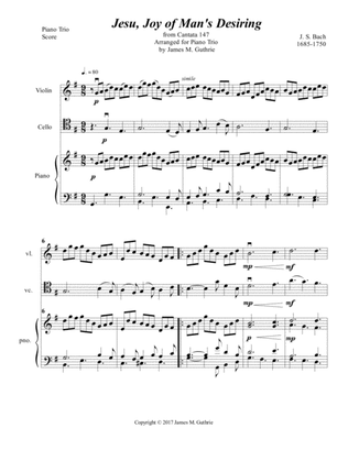 Bach: Jesu, Joy of Man's Desiring for Piano Trio