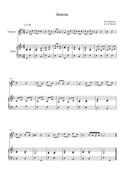 Arietta, Muzio Clementi, For Trumpet & Piano image number null