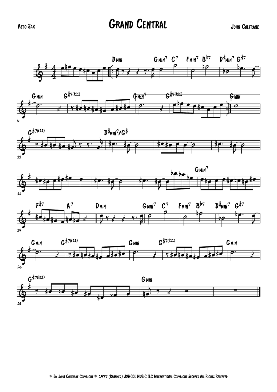 Grand Central Grand Central Alto Saxophone scores gallery preview page 1