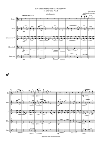 Schubert: Rosamunde Incidental Music D797 No.5. Entr'acte No.3 - wind quintet image number null