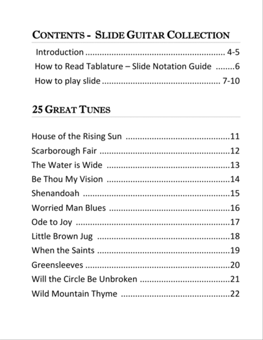 Slide Guitar Collection - 25 Great Tunes for 6 String Standard Tuning Acoustic Guitar scores gallery preview page 3