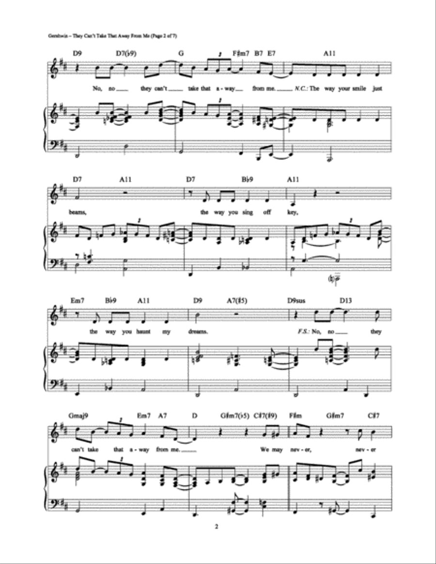 They Can't Take That Away From Me Piano, Vocal, Guitar scores gallery preview page 2