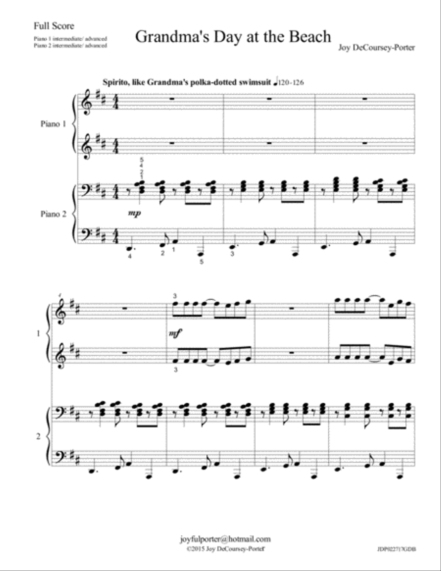 Grandma's Day at the Beach Piano scores gallery preview page 2