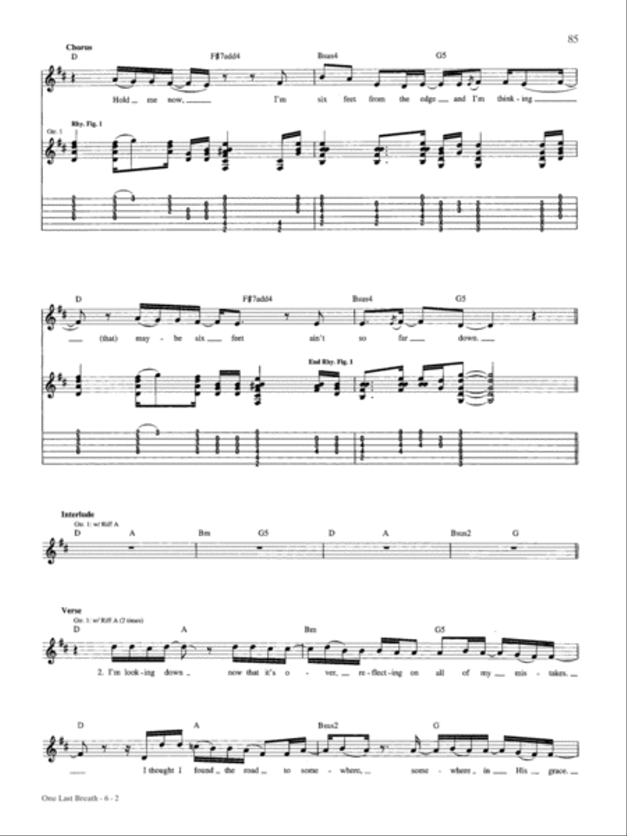 One Last Breath Guitar Tablature scores gallery preview page 2