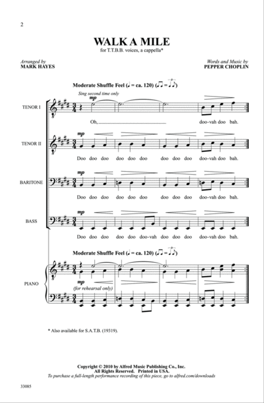 Walk a Mile Walk a Mile Men's Choir scores gallery preview page 16