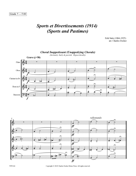 Sports et Divertissements for Woodwind Quintet image number null