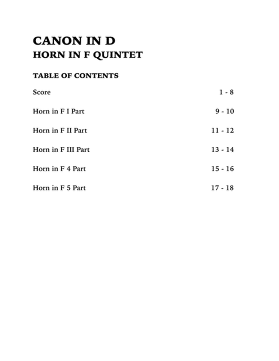 Canon in D (in G major): Horn in F Quintet image number null