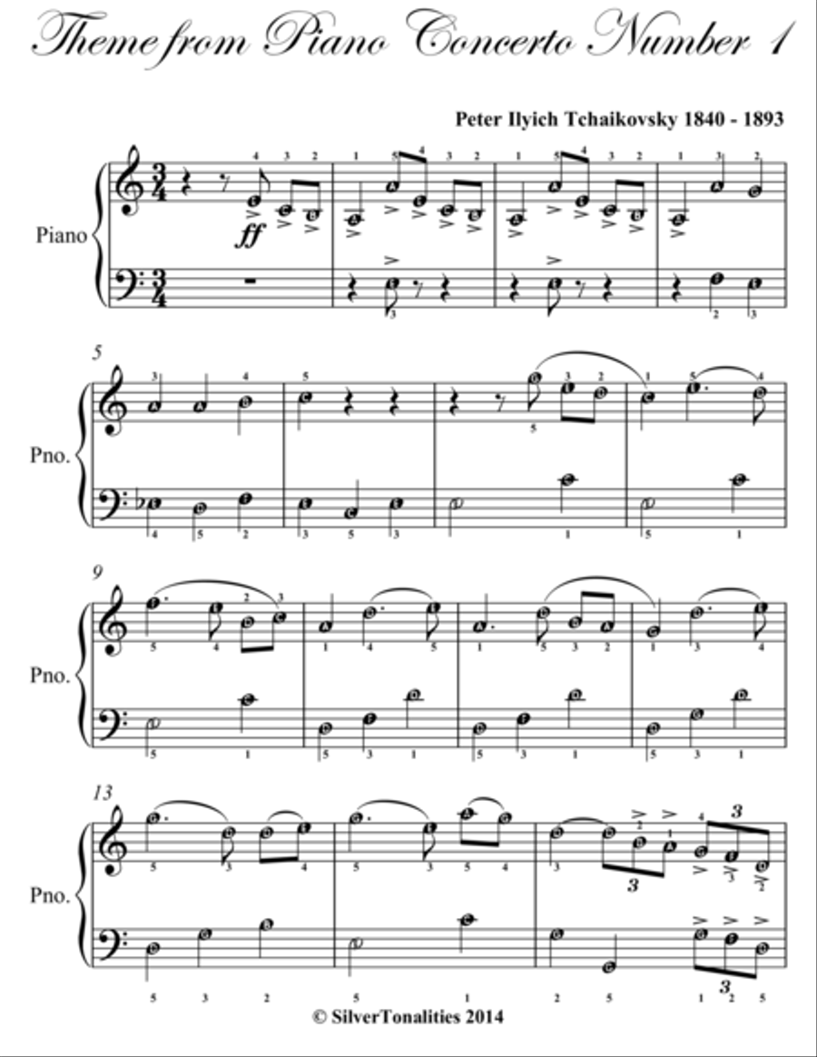 Theme from Piano Concerto Number 1 Easy Piano Sheet Music Easy Piano scores gallery preview page 2