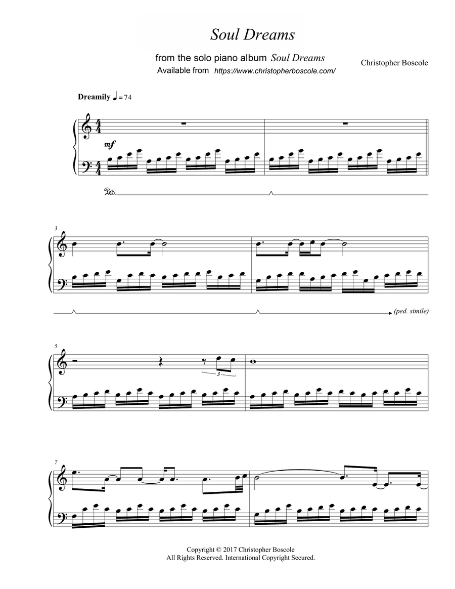 Soul Dreams Piano Solo by Christopher Boscole Piano Solo scores gallery preview page 1