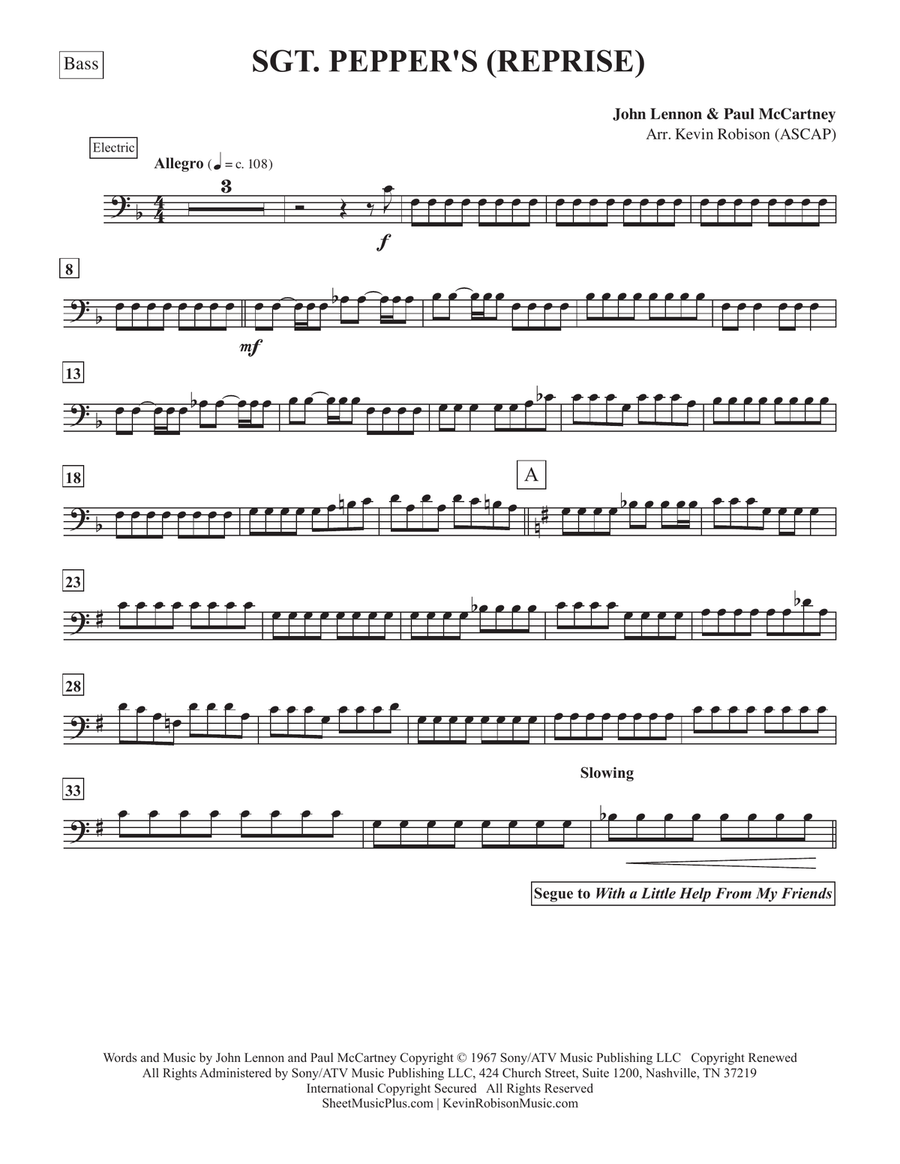 Sgt. Pepper's Lonely Hearts Club Band (reprise) Small Ensemble scores gallery preview page 3