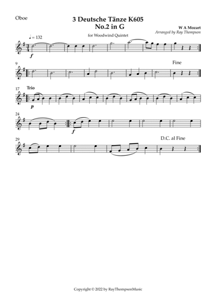 Mozart: 3 Deutsche Tänze K605 No.2 in G - wind quintet image number null