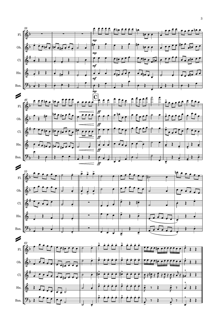 Peter Warlock: Capriol Suite (Complete) - wind quintet Woodwind Quintet scores gallery preview page 3