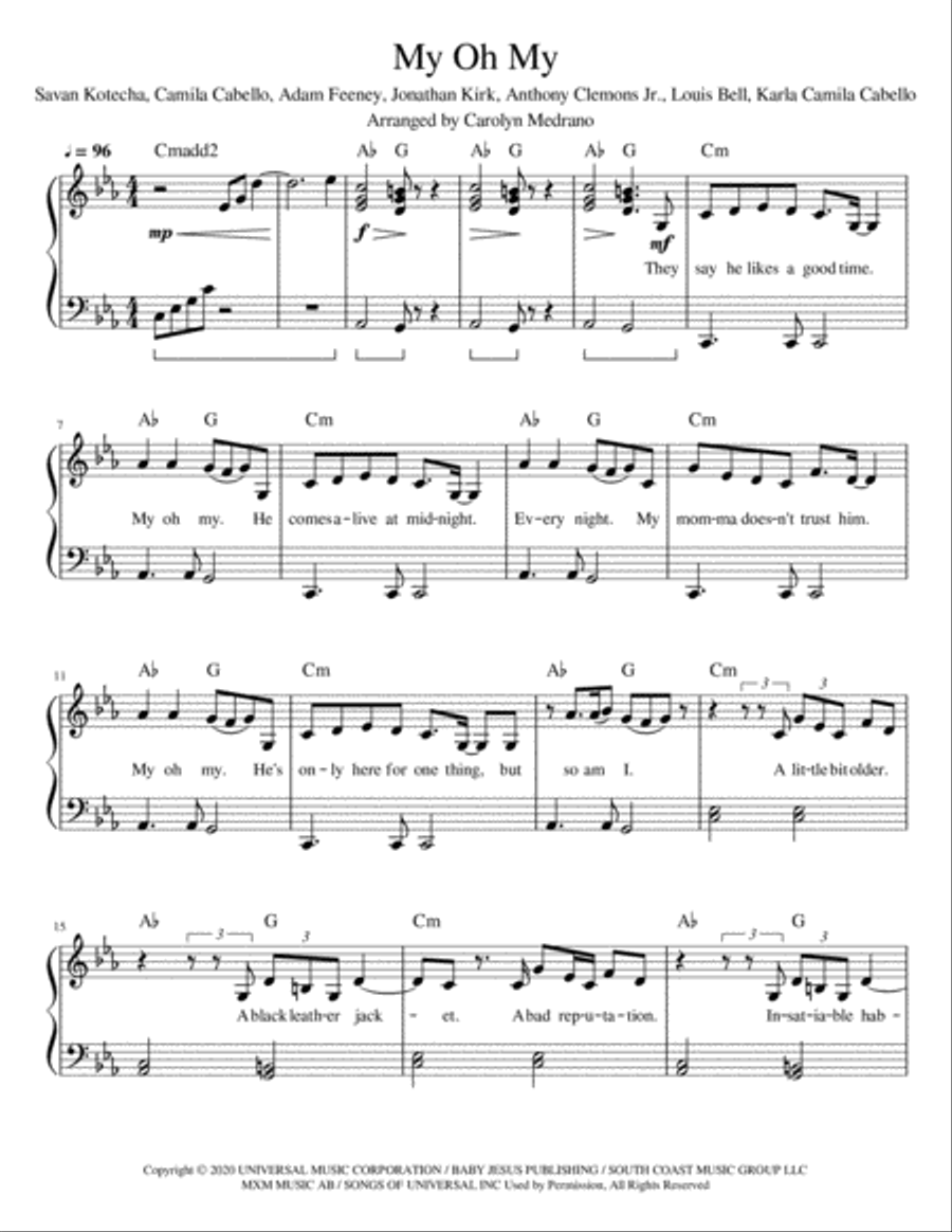 My Oh My Voice scores gallery preview page 1