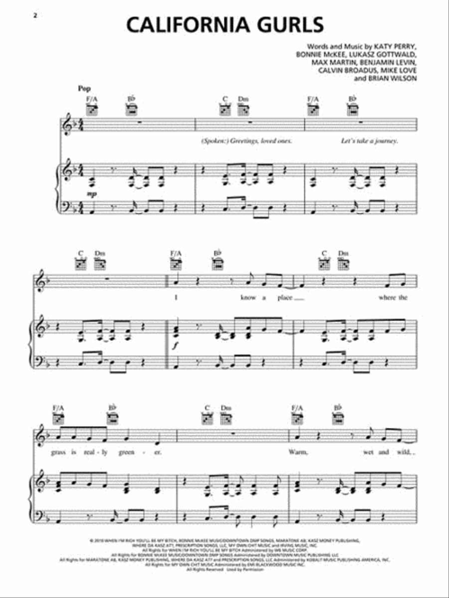 Katy Perry Katy Perry Piano, Vocal, Guitar scores gallery preview page 3
