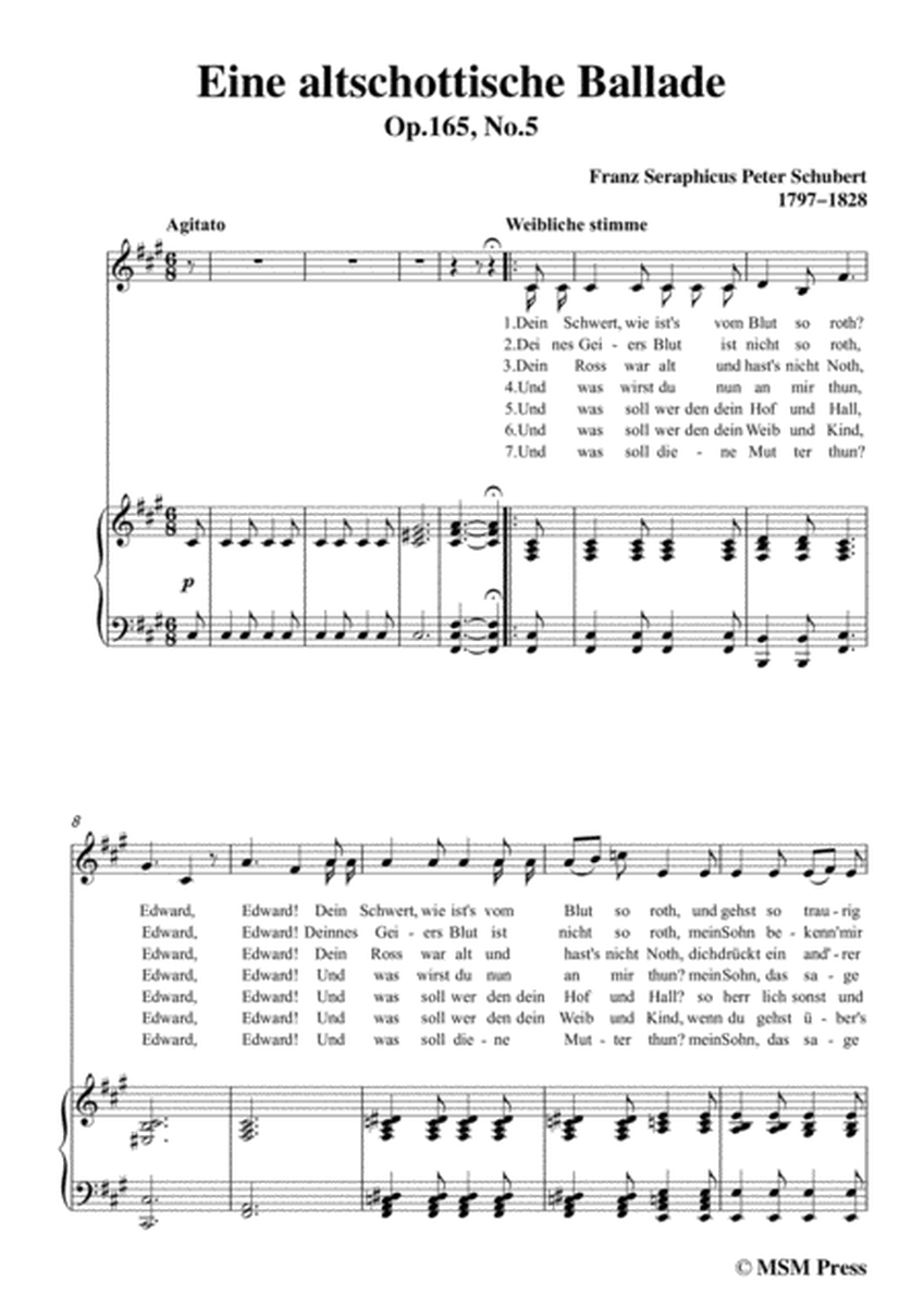 Schubert-Eine altschottische Ballade,in f sharp minor,Op.165,No.5,for Voice and Piano image number null