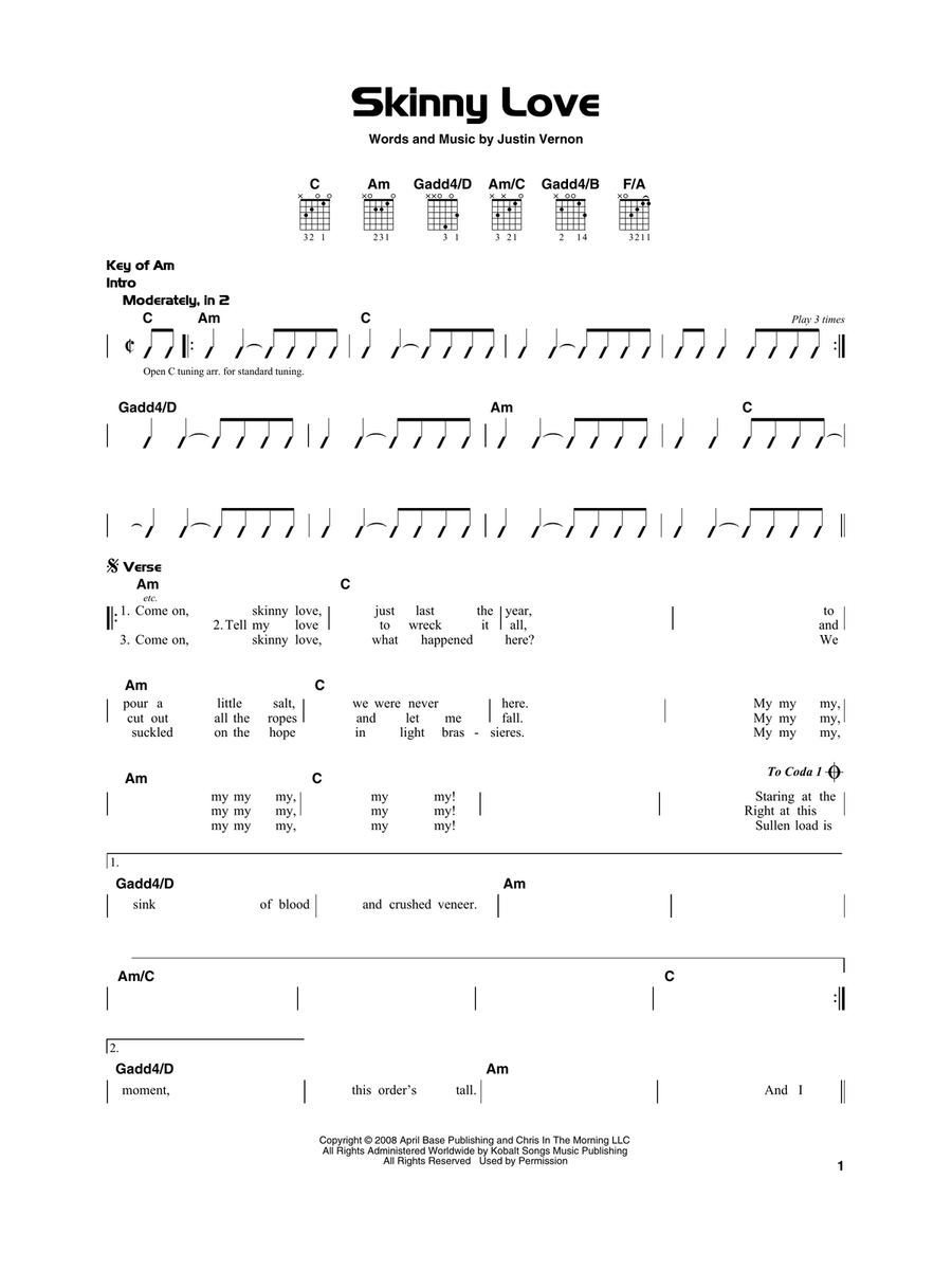Skinny Love Skinny Love Acoustic Guitar scores gallery preview page 1