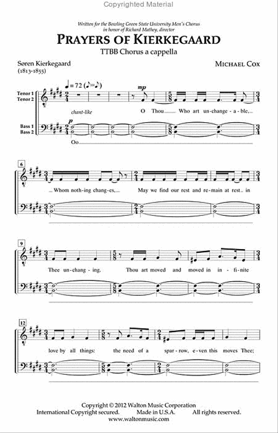Prayers of Kierkegaard TTBB scores gallery preview page 2