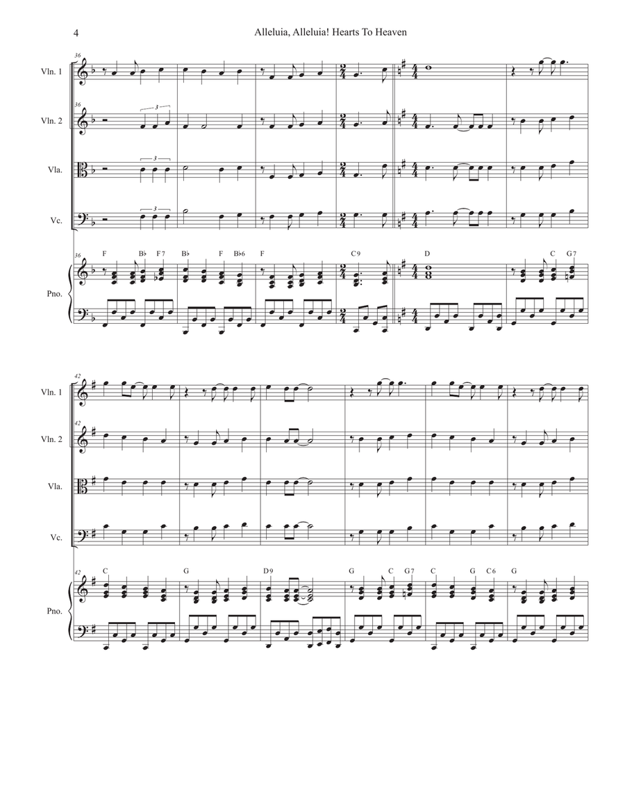 Alleluia, Alleluia! Hearts To Heaven (String Quartet and Piano) String Quartet scores gallery preview page 4