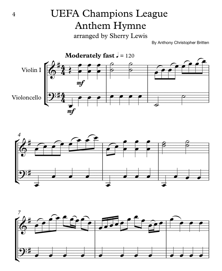 Uefa Champions League Team String Duet scores gallery preview page 1