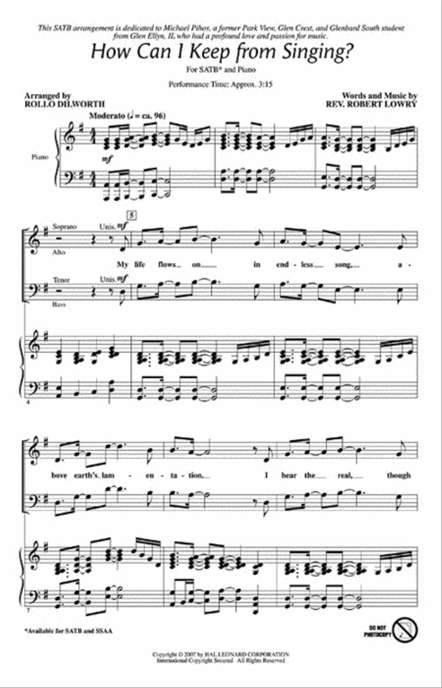 How Can I Keep from Singing? 4-Part scores gallery preview page 2