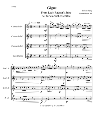 Gigue set for Clarinet Quartet