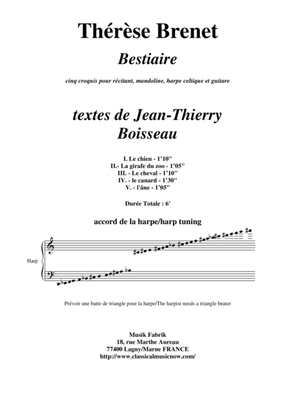 Thérèse Brenet : Bestiaire for narrator, celtic harp, mandoline and guitar