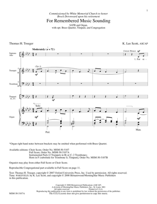 For Remembered Music Sounding (Downloadable Full Score)