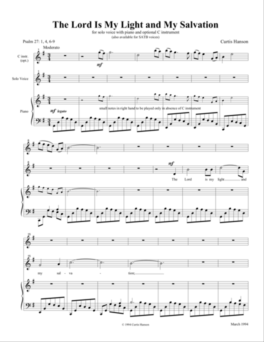 The Lord Is My Light and My Salvation The Lord Is My Light and My Salvation Vocal Duet scores gallery preview page 1