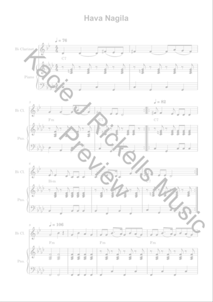 Hava Nagila - Clarinet and Piano Hava Nagila - Clarinet and Piano Clarinet Solo scores gallery preview page 3