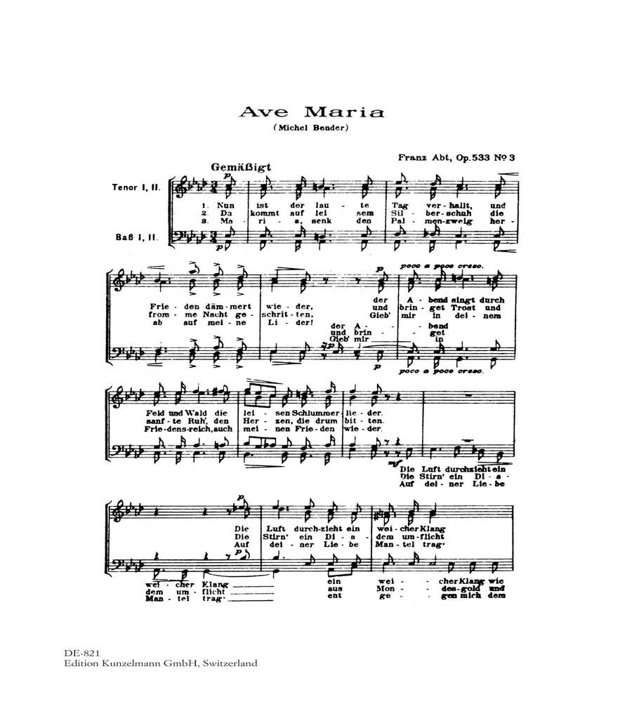 Ave Maria Ave Maria Men's Choir scores gallery preview page 1