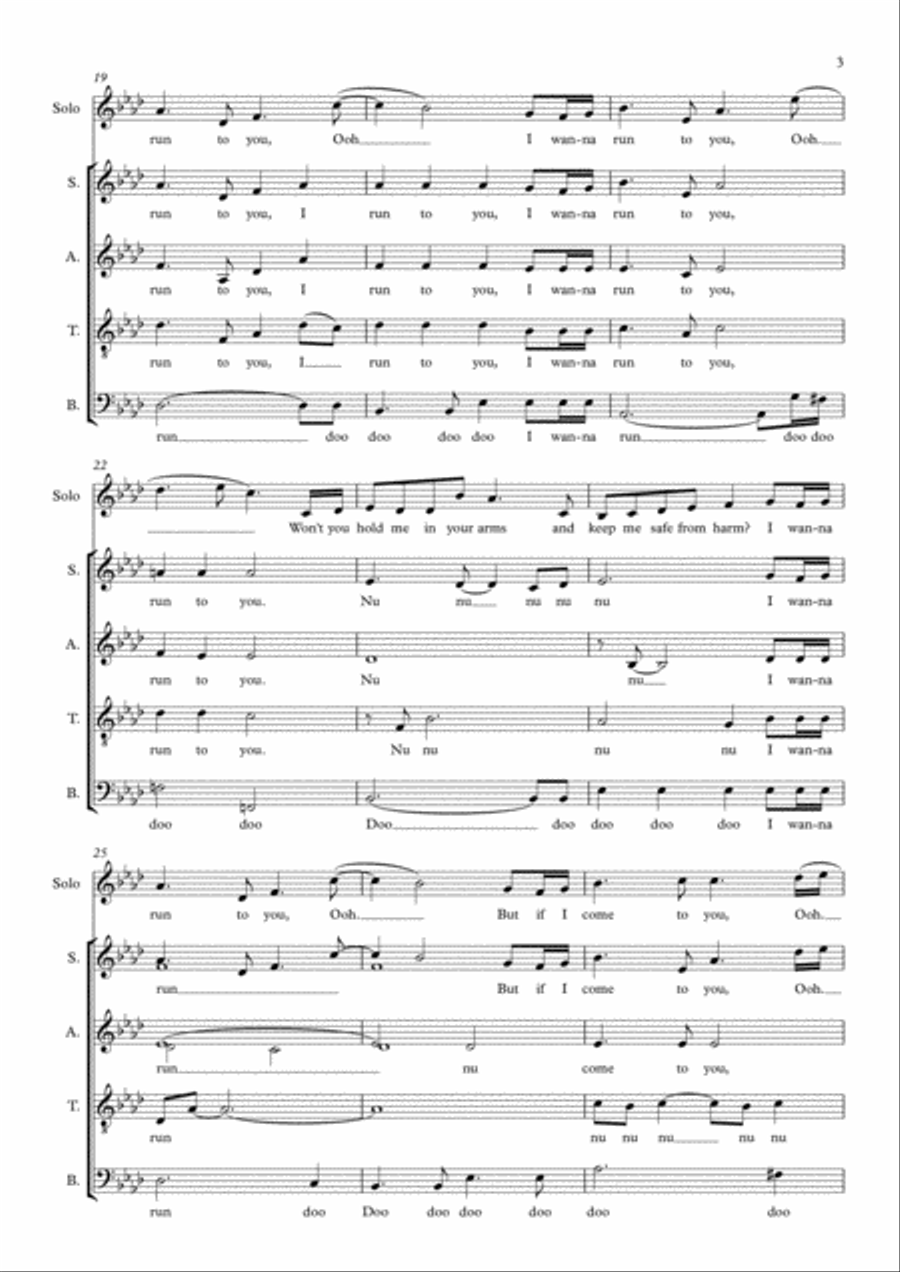 Run To You 4-Part scores gallery preview page 3