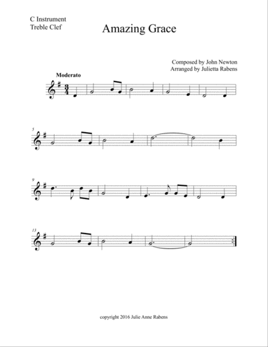 Amazing Grace in G major for easy ensemble Large Ensemble scores gallery preview page 5