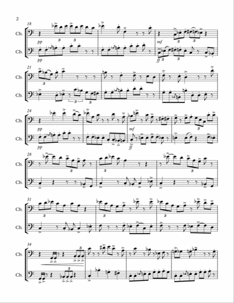 Too Outrageous Contrabasses String Duet scores gallery preview page 2