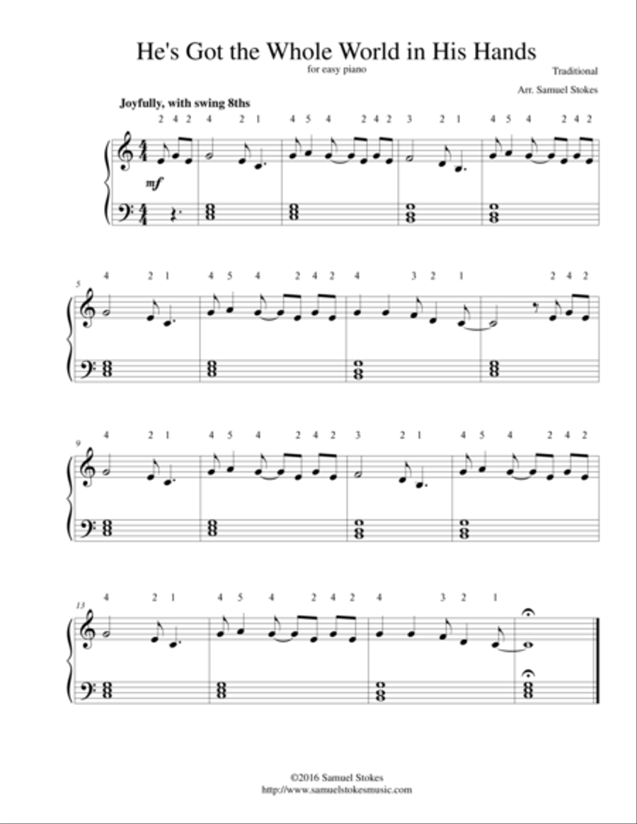 He's Got the Whole World in His Hands - for easy piano Easy Piano scores gallery preview page 1