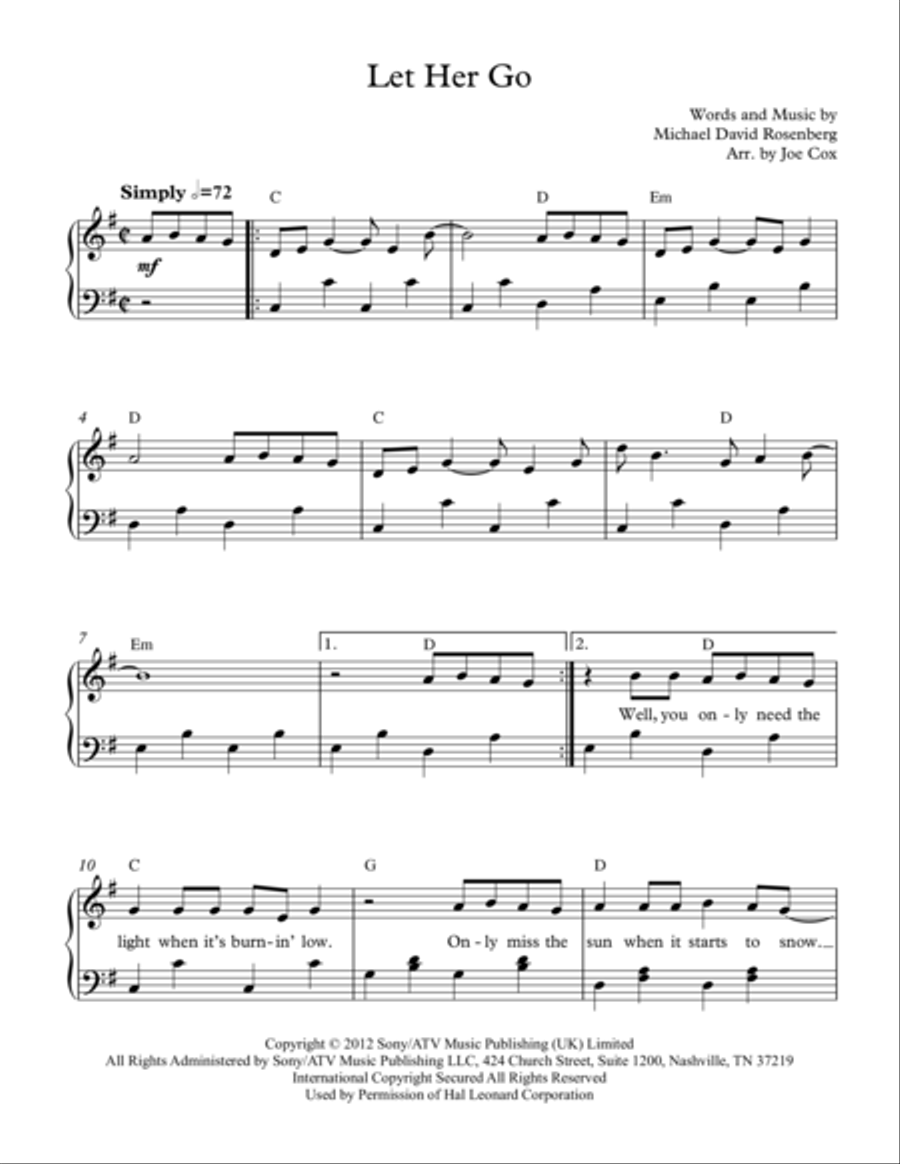 Let Her Go Voice scores gallery preview page 1