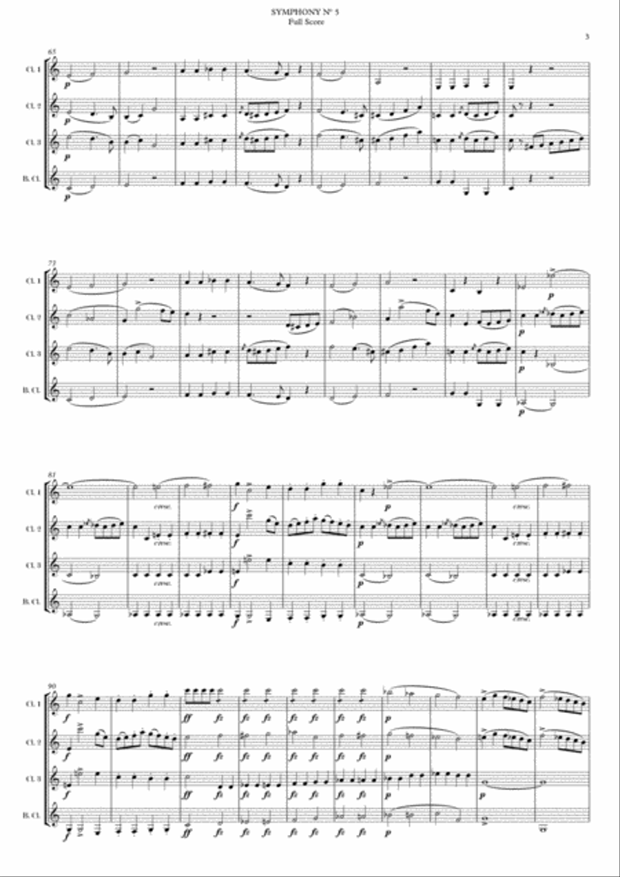 SYMPHONY Nº 5 - 1st Movement - Recapitulation - FRANZ SCHUBERT Woodwind Quartet scores gallery preview page 5
