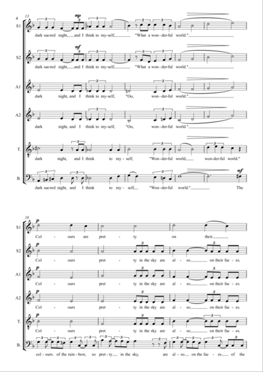 What A Wonderful World 4-Part scores gallery preview page 4