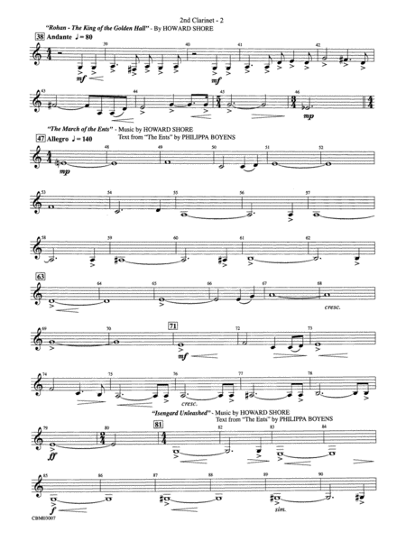 The Lord of the Rings: The Two Towers, Symphonic Suite from: 2nd B-flat Clarinet