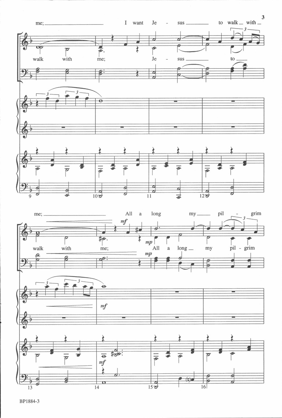I Want Jesus to Walk with Me 4-Part scores gallery preview page 3