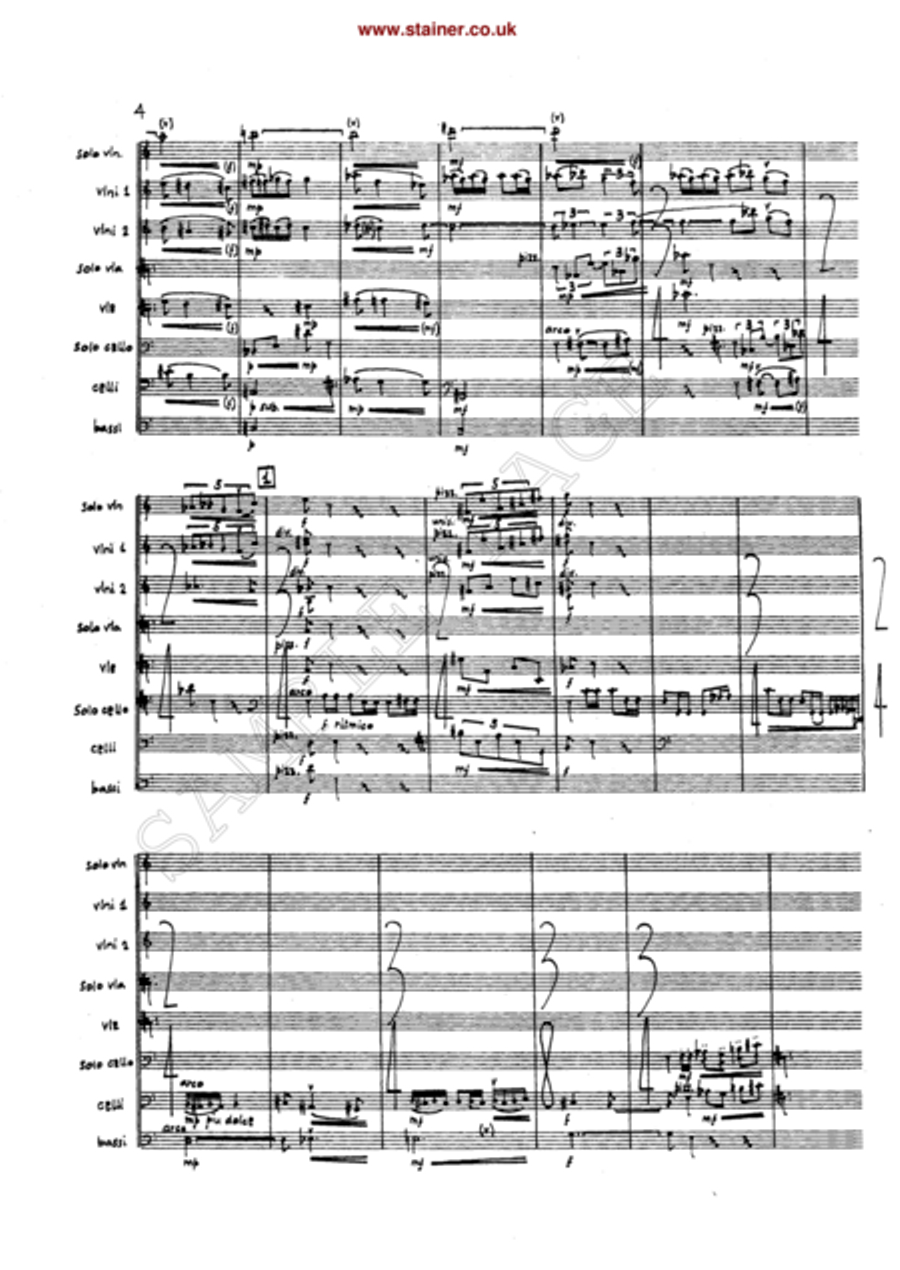 Sinfonia Concertante for Solo Violin, Viola, Cello and Strings Violin Solo scores gallery preview page 4