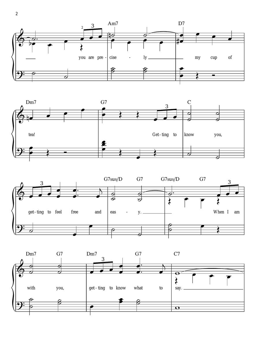 Getting To Know You Easy Piano scores gallery preview page 2