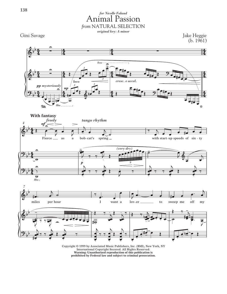 Animal Passion Low Voice scores gallery preview page 1