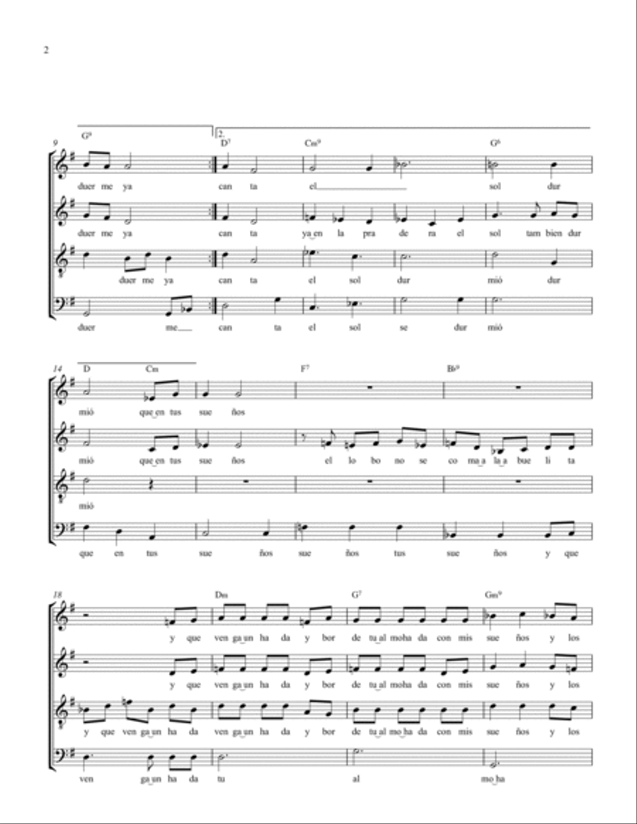 Cancion de cuna para tratar de dormir a Veronica 4-Part scores gallery preview page 2