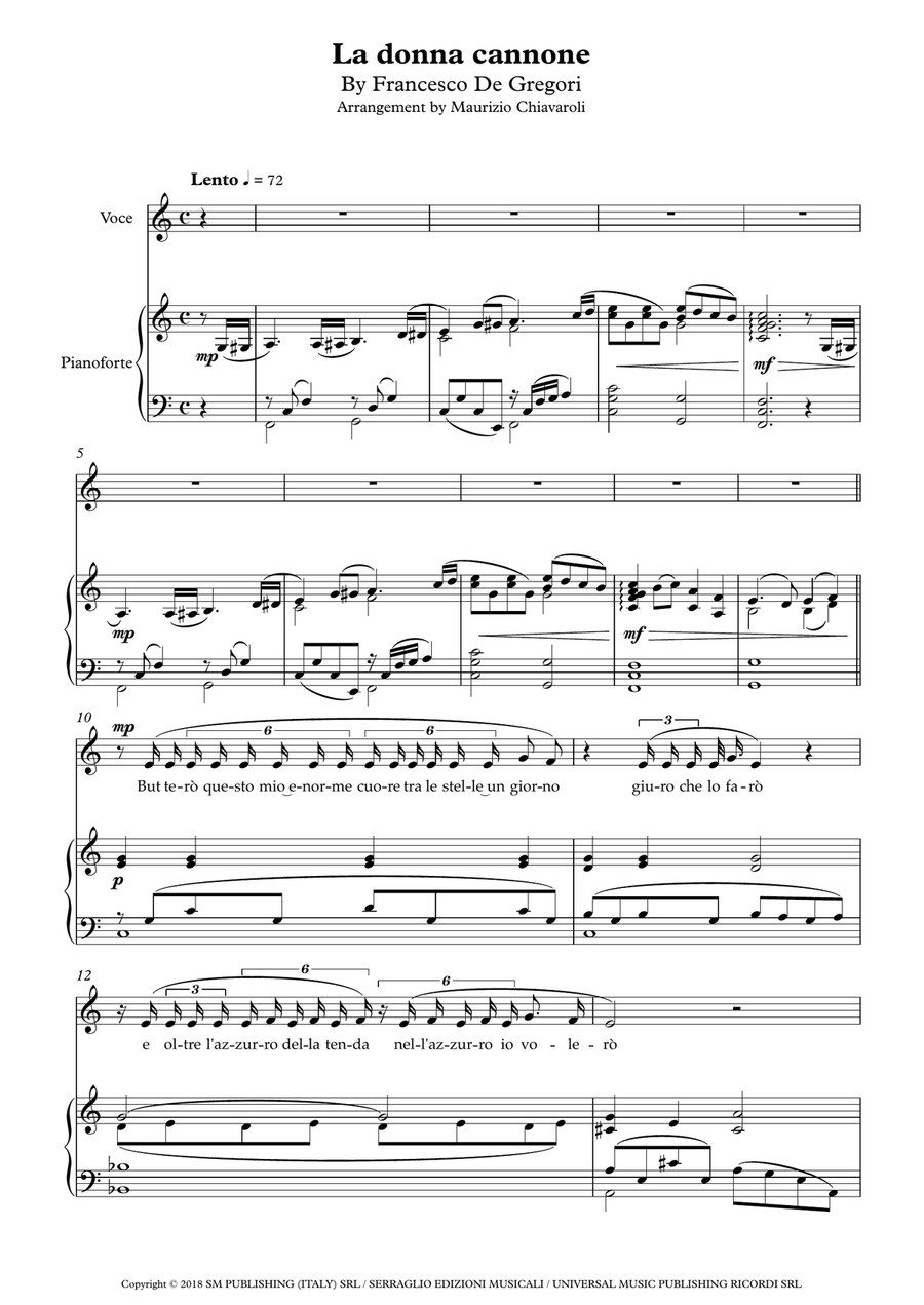 La Donna Cannone Piano, Vocal scores gallery preview page 1