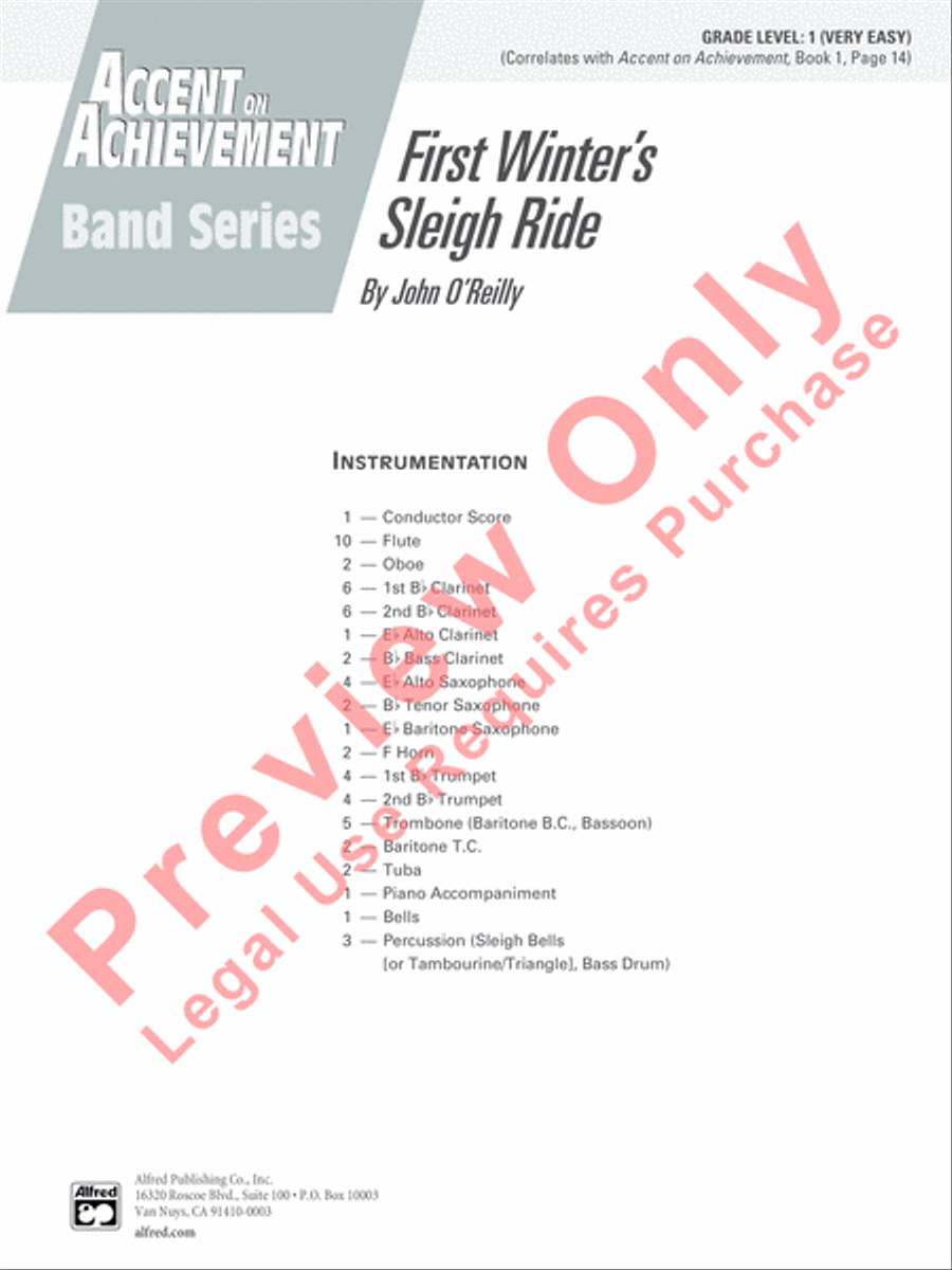 First Winter's Sleigh Ride Concert Band scores gallery preview page 2