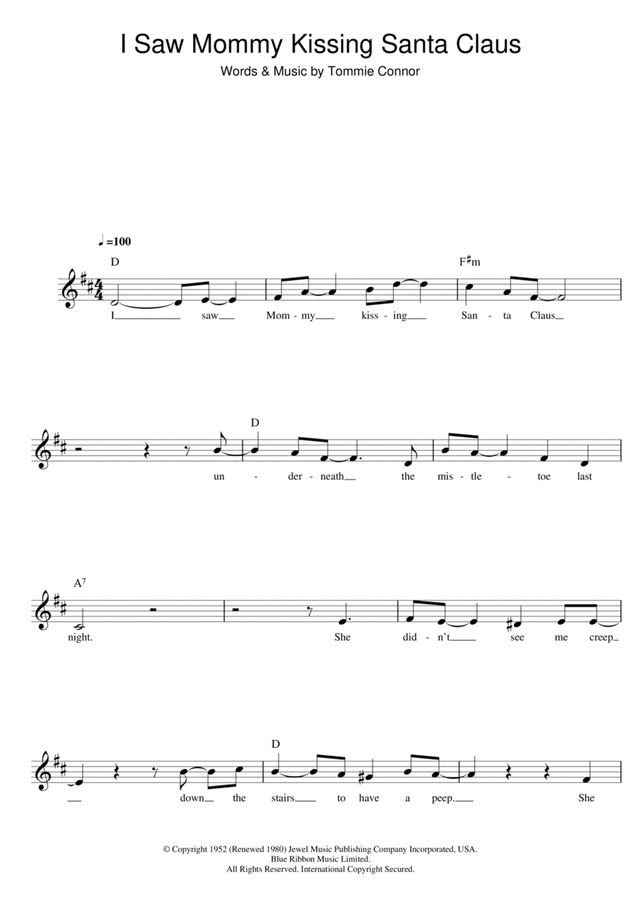 I Saw Mommy Kissing Santa Claus Piano scores gallery preview page 1